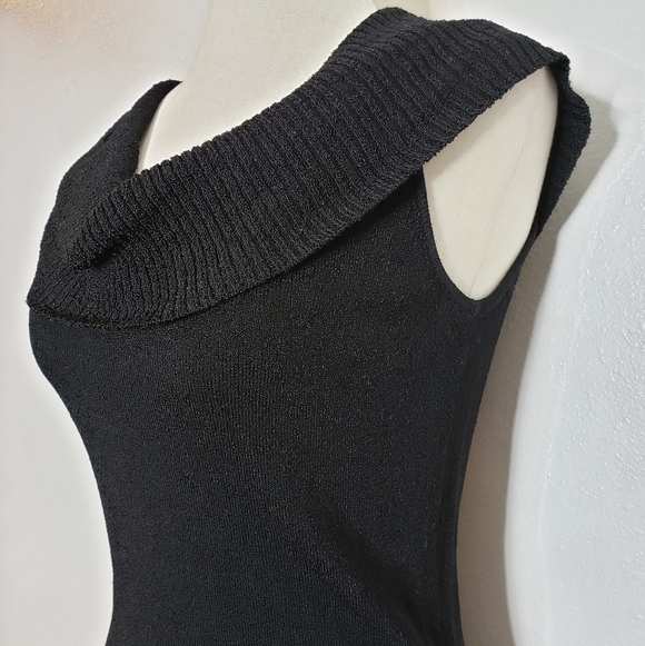 White House Black Market Cowl Neck Sleeveless Top with Belt Black Winter Spring - Picture 5 of 13